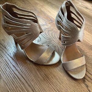 Aerin Gold Heels Strappy Design